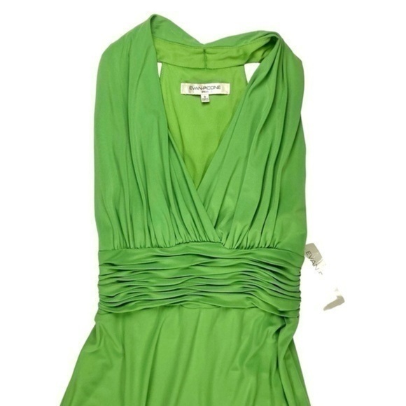 Evan Picone Sleeveless Halter Dress Womens 8 Green Stretch Marilyn Monroe Maxi - Picture 4 of 16